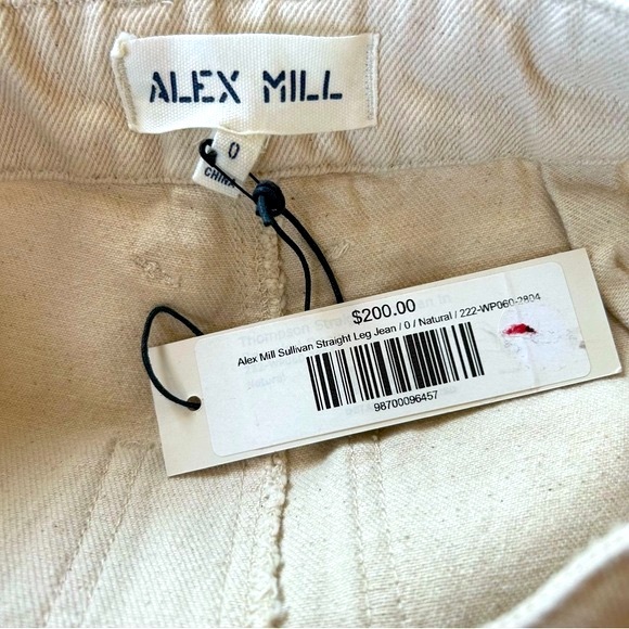 Alex Mill NWT Sullivan Straight Leg Jean Natural 0 100% Cotton 5 Pockets - Picture 7 of 10